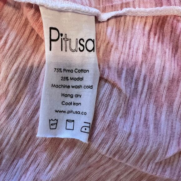 Pitusa Ombre Dip Dye V-Neck Mini Sundress Women's Size Petite Small Coral/White - Picture 6 of 6